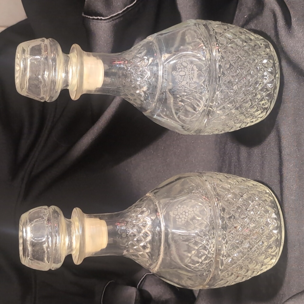 Wine and Crown Royal Decanters Diamond Pattern